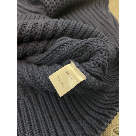 La Ligne Chunky Cotton Cardigan Sweater In Navy Blue Knit 100% Neck Size XS - Picture 6 of 10